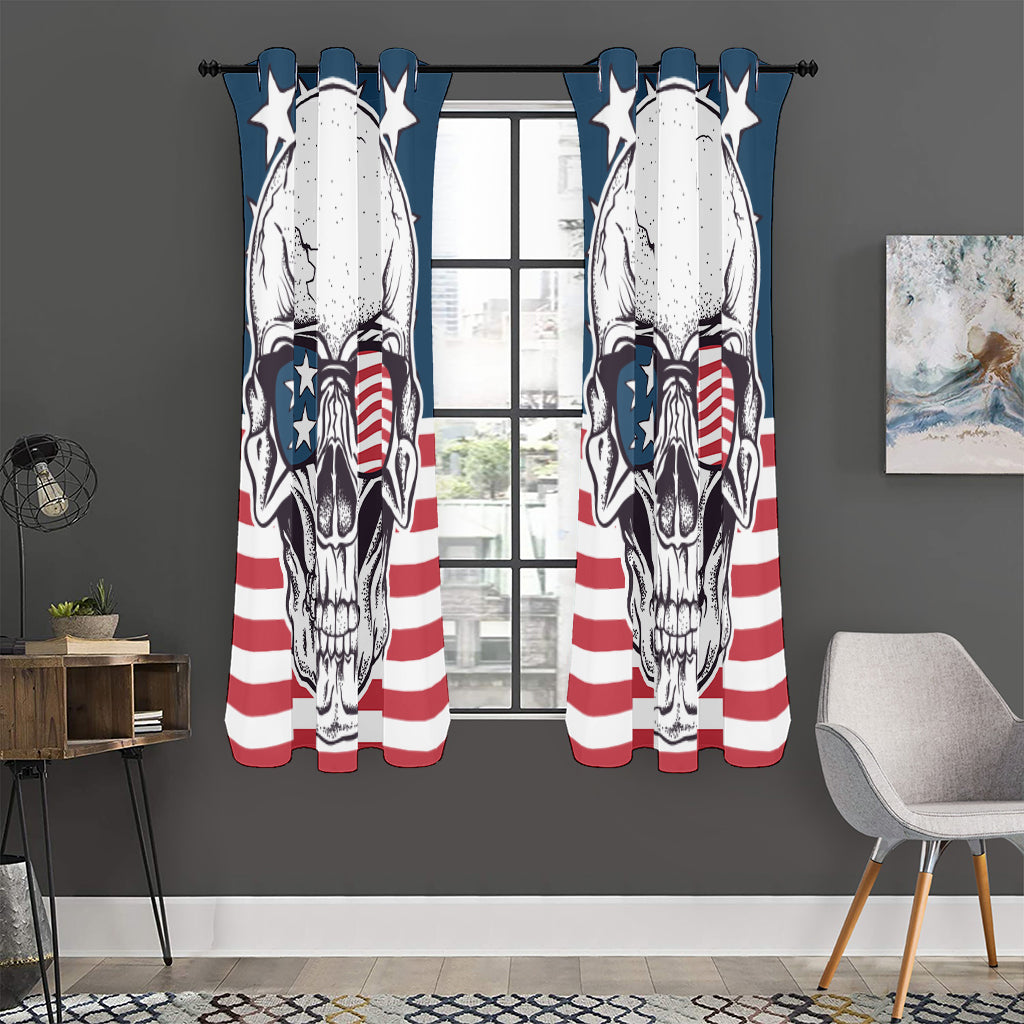 American Skull With Sunglasses Print Curtain