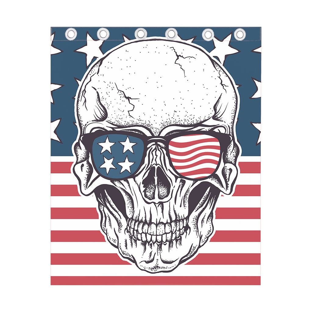 American Skull With Sunglasses Print Curtain