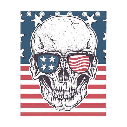 American Skull With Sunglasses Print Curtain