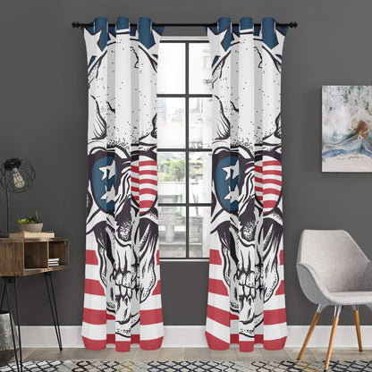 American Skull With Sunglasses Print Curtain