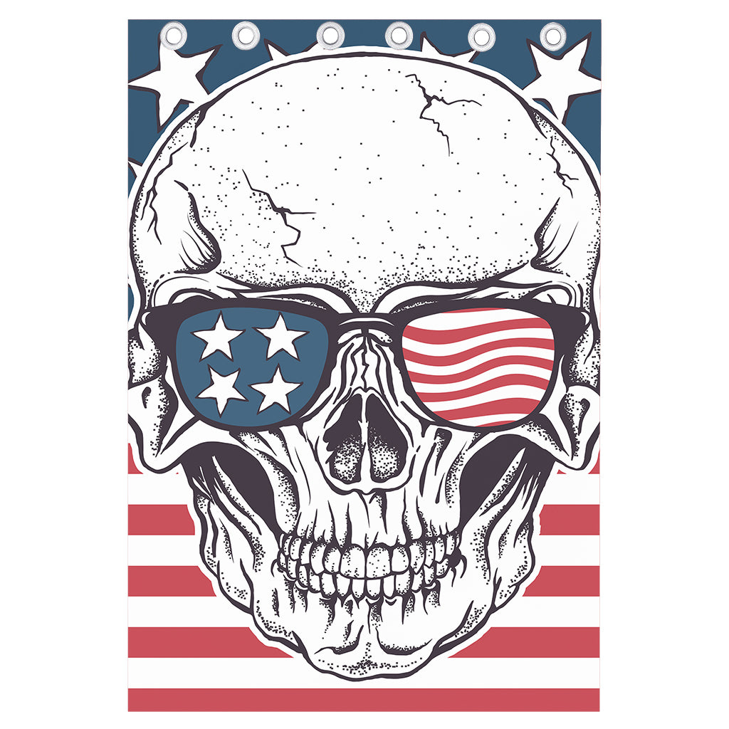 American Skull With Sunglasses Print Curtain
