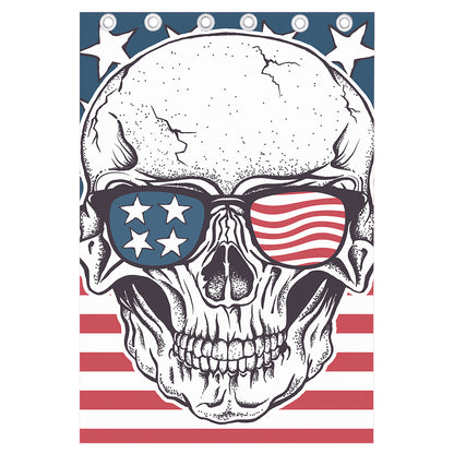 American Skull With Sunglasses Print Curtain