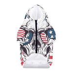 American Skull With Sunglasses Print Dog Zip Up Hoodie