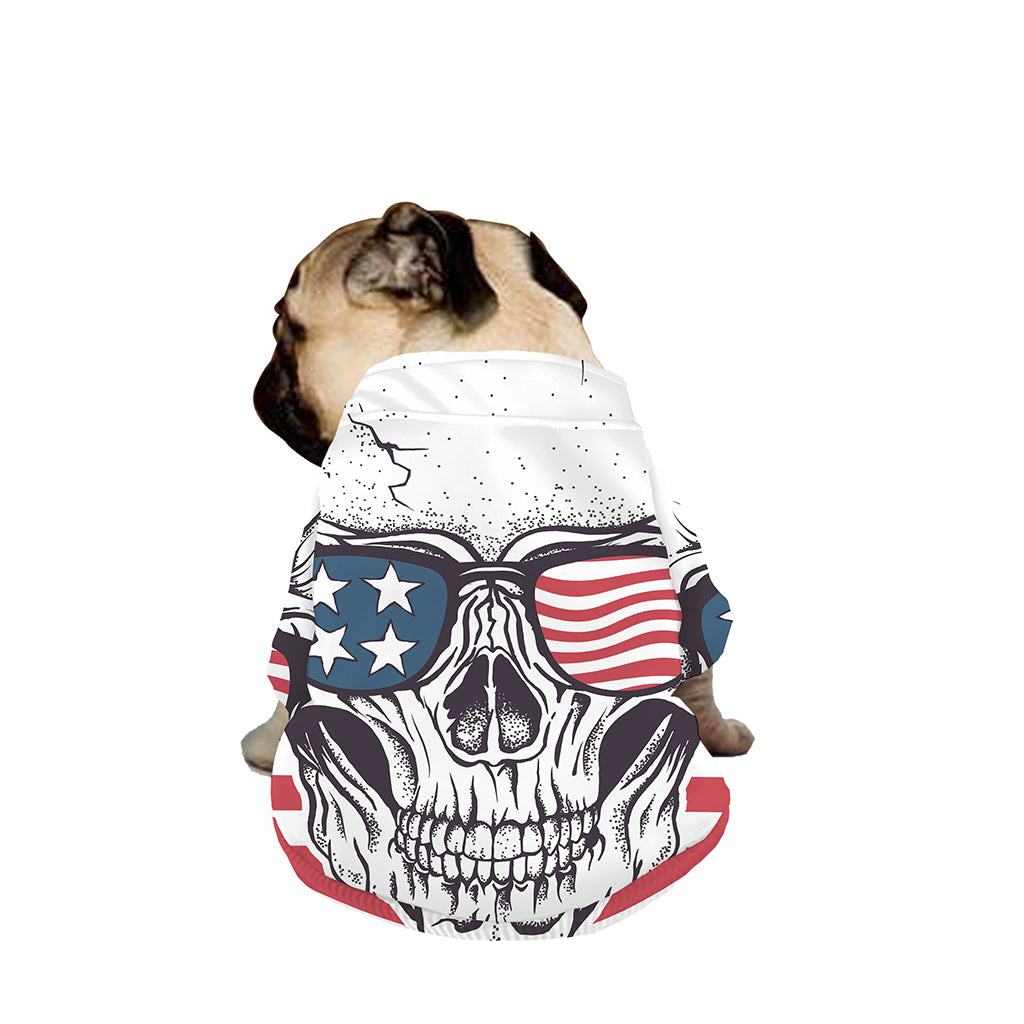 American Skull With Sunglasses Print Dog Zip Up Jacket