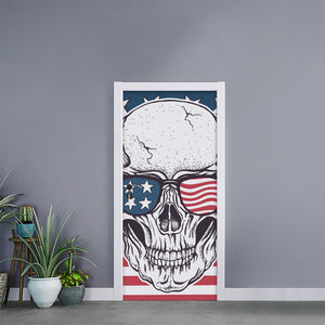 American Skull With Sunglasses Print Door Sticker