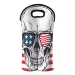 American Skull With Sunglasses Print Double Neoprene Wine Tote