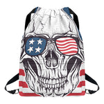 American Skull With Sunglasses Print Drawstring Backpack