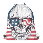 American Skull With Sunglasses Print Drawstring Bag