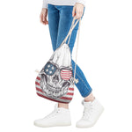 American Skull With Sunglasses Print Drawstring Bag