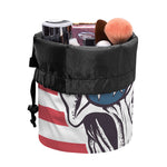 American Skull With Sunglasses Print Drawstring Makeup Bag
