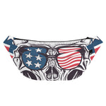American Skull With Sunglasses Print Fanny Pack