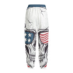 American Skull With Sunglasses Print Fleece Lined Knit Pants