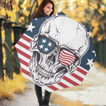 American Skull With Sunglasses Print Foldable Umbrella