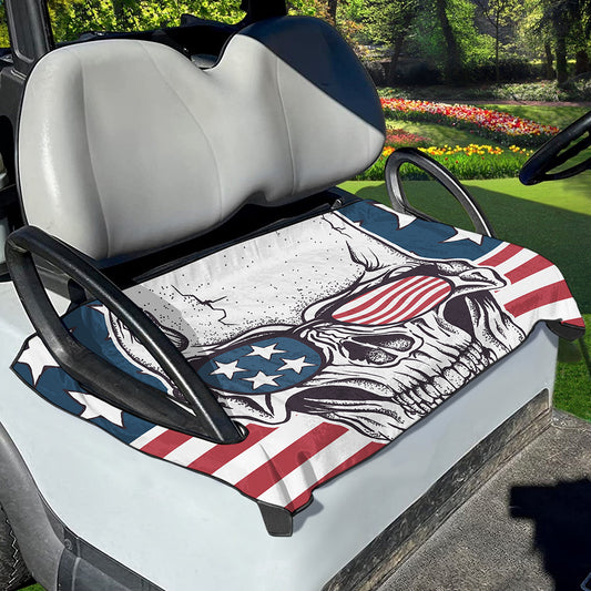 American Skull With Sunglasses Print Golf Cart Seat Cover