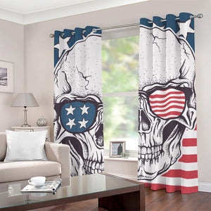 American Skull With Sunglasses Print Grommet Curtains