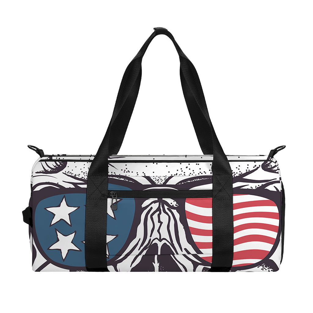 American Skull With Sunglasses Print Gym Bag