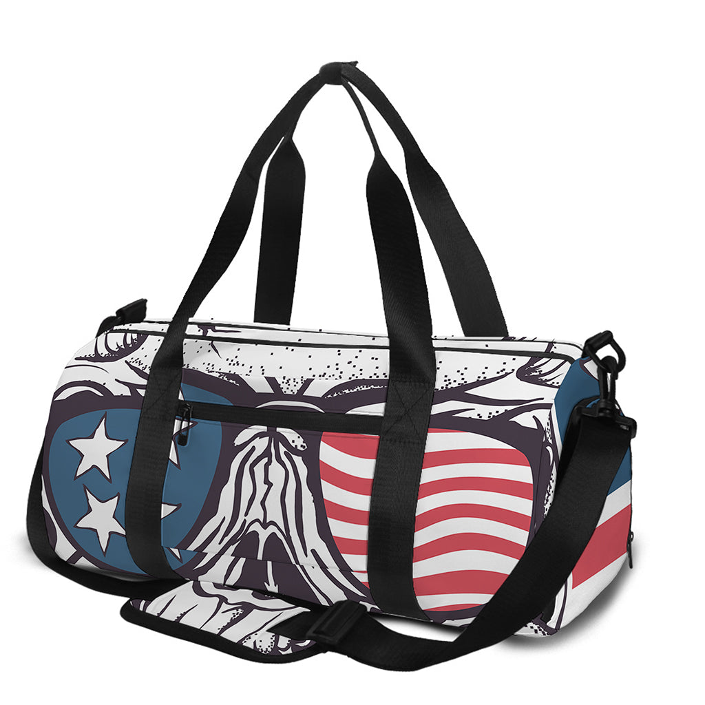 American Skull With Sunglasses Print Gym Bag