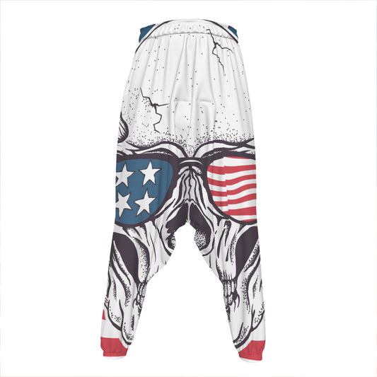 American Skull With Sunglasses Print Hammer Pants