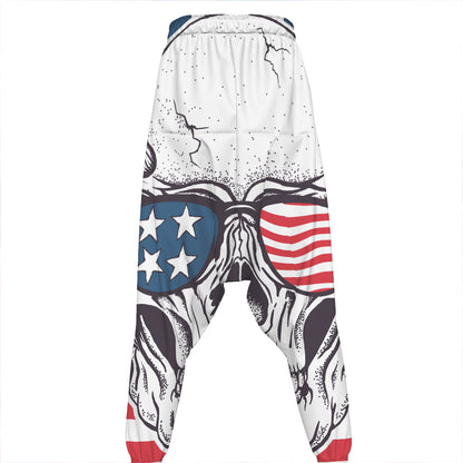 American Skull With Sunglasses Print Hammer Pants