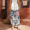 American Skull With Sunglasses Print Harem Pants