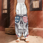 American Skull With Sunglasses Print Harem Pants