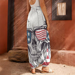 American Skull With Sunglasses Print Harem Pants