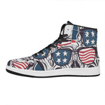 American Skull With Sunglasses Print High Top Leather Sneakers