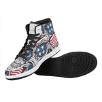 American Skull With Sunglasses Print High Top Leather Sneakers