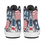 American Skull With Sunglasses Print High Top Leather Sneakers