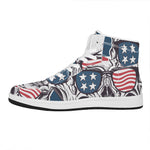 American Skull With Sunglasses Print High Top Leather Sneakers