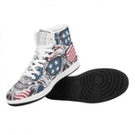 American Skull With Sunglasses Print High Top Leather Sneakers