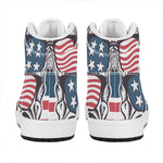 American Skull With Sunglasses Print High Top Leather Sneakers