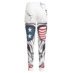 American Skull With Sunglasses Print High-Waisted Pocket Leggings