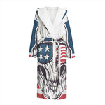 American Skull With Sunglasses Print Hooded Bathrobe