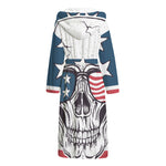 American Skull With Sunglasses Print Hooded Bathrobe