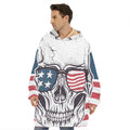 American Skull With Sunglasses Print Hoodie Blanket
