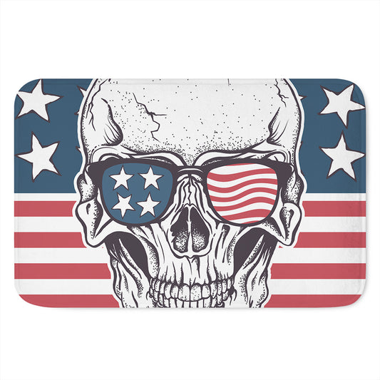 American Skull With Sunglasses Print Indoor Door Mat
