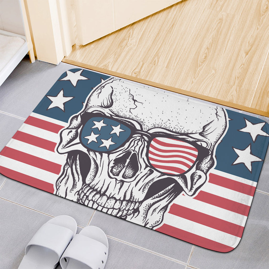 American Skull With Sunglasses Print Indoor Door Mat