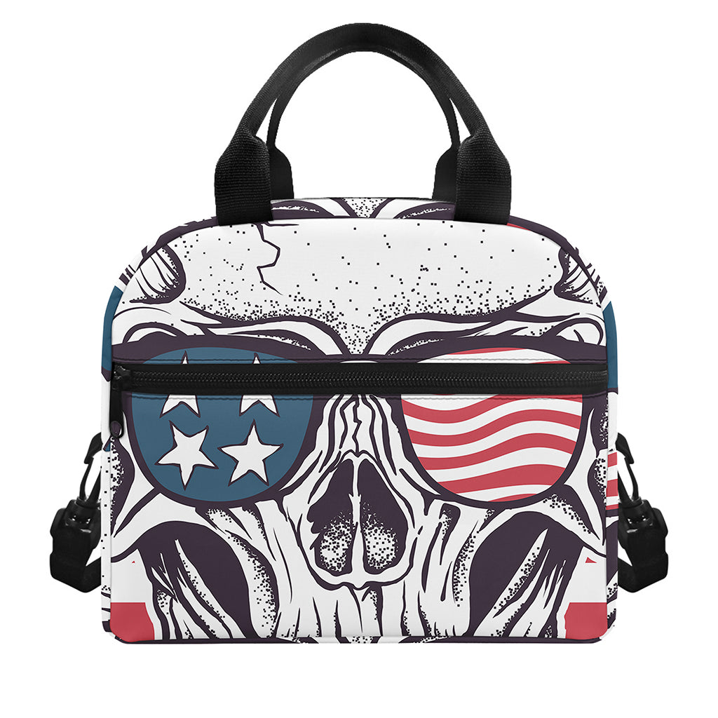 American Skull With Sunglasses Print Insulated Lunch Bag