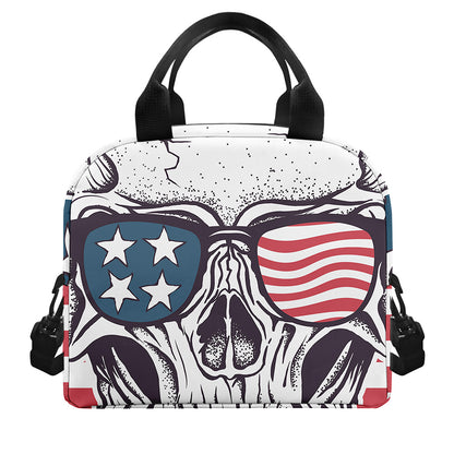 American Skull With Sunglasses Print Insulated Lunch Bag