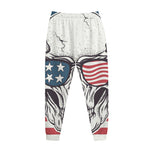 American Skull With Sunglasses Print Jogger Pants