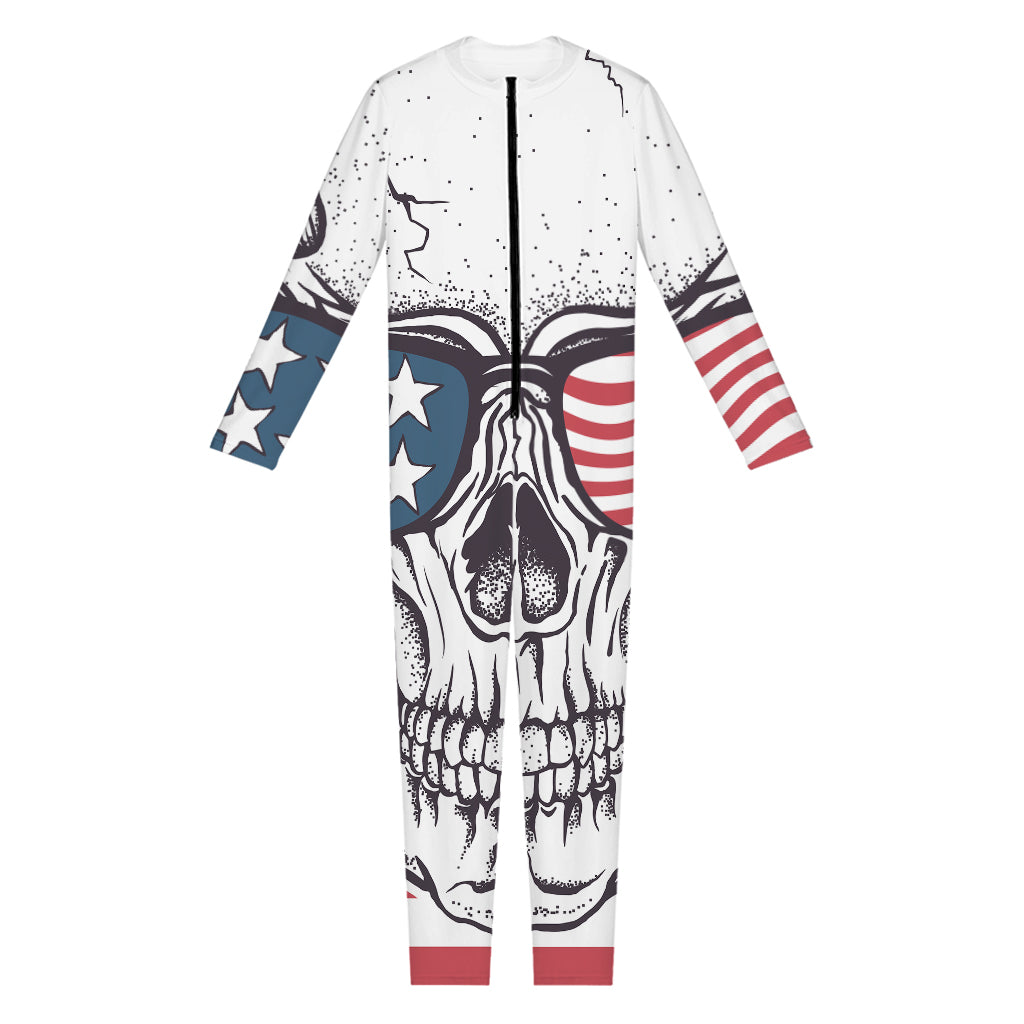 American Skull With Sunglasses Print Jumpsuit