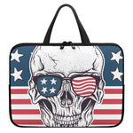 American Skull With Sunglasses Print Laptop Sleeve With Handle