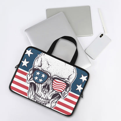 American Skull With Sunglasses Print Laptop Sleeve With Handle