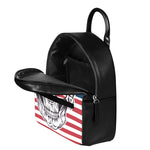 American Skull With Sunglasses Print Leather Backpack