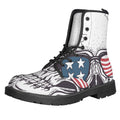 American Skull With Sunglasses Print Lace-Up Boots