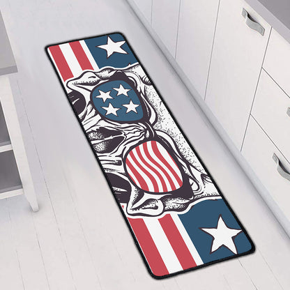 American Skull With Sunglasses Print Long Kitchen Mat