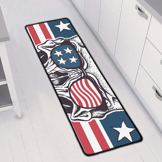 American Skull With Sunglasses Print Long Kitchen Mat