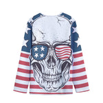 American Skull With Sunglasses Print Long Sleeve Short Coat