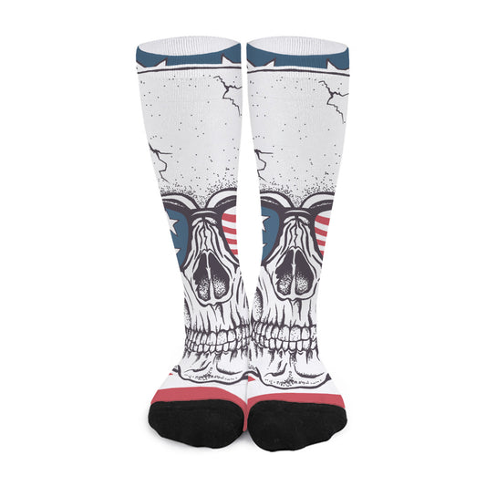 American Skull With Sunglasses Print Long Socks